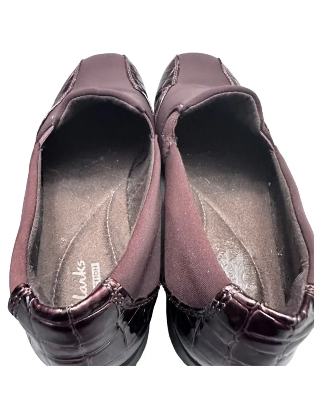 Clarks Shoes Women 8M Brown Collection Slip-On Loafers Shoes Faux Crocodile Flat